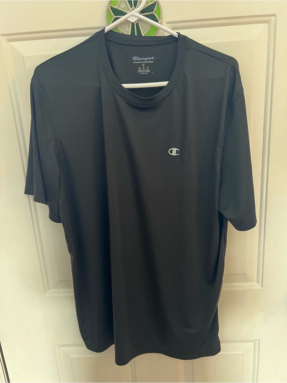 Champion Black Short-Sleeve Performance Tee with Small Logo